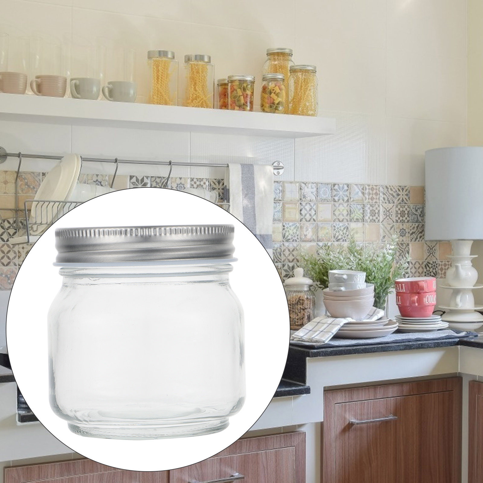 Food Storage Containers Glass - 6Pcs Mason Glass Jar Set Thick