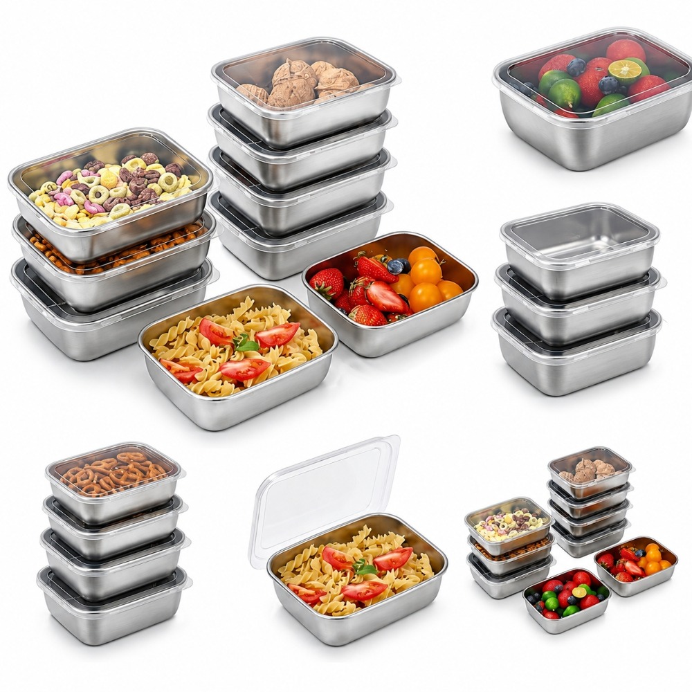 Food Storage Cabinet - 6PCS Stainless Steel Food Storage Containers