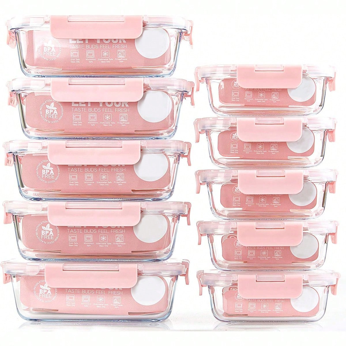 Food Storage Cabinet - 10 Pack Glass Meal Prep Containers,