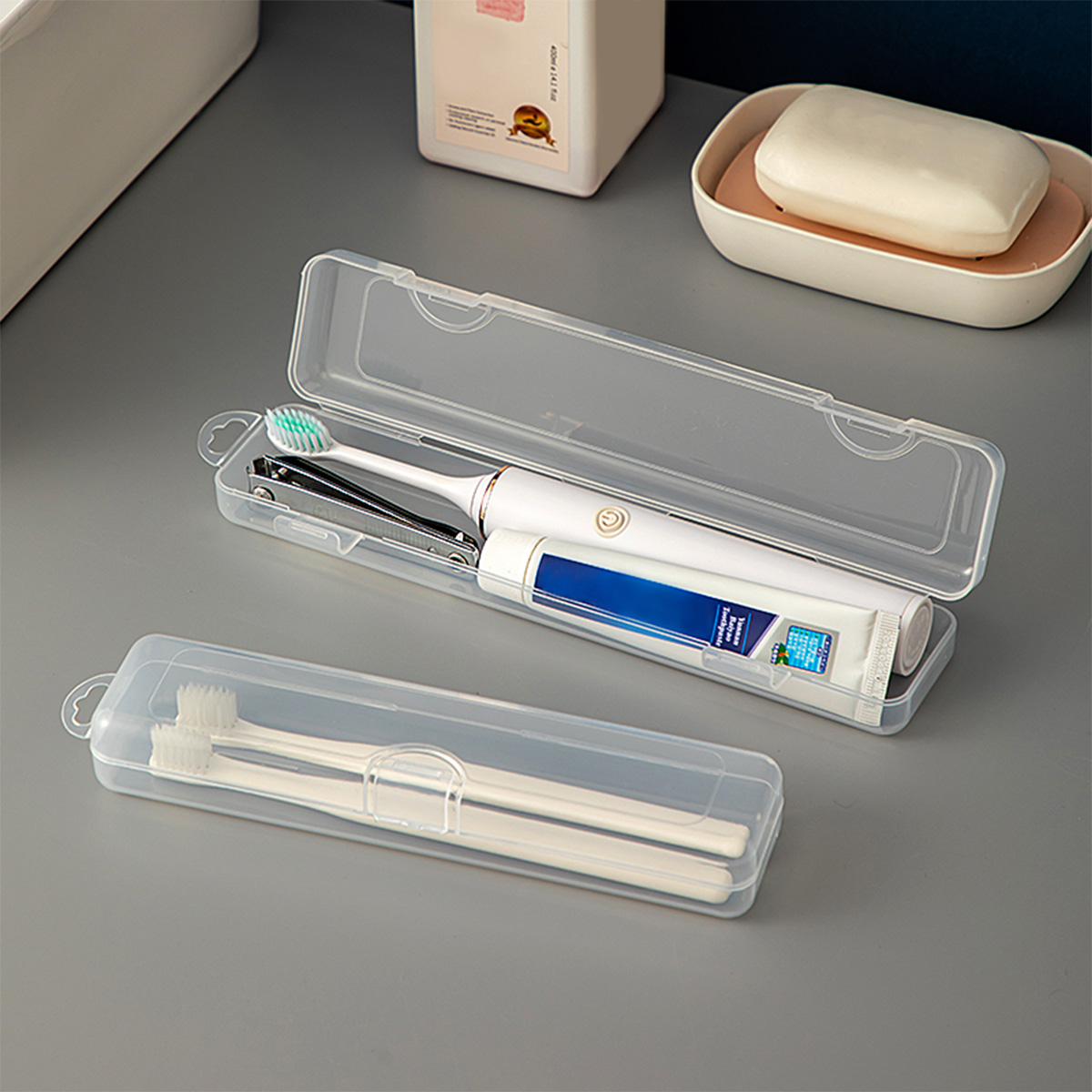 Food Storage Plastic Containers With Lids - WORTHBUY Toothbrush Box Transparent Organizer Case