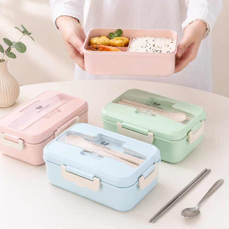 Food Storage Jars Plastic - Wheat Straw Lunch Box Microwave‑Safe Portable