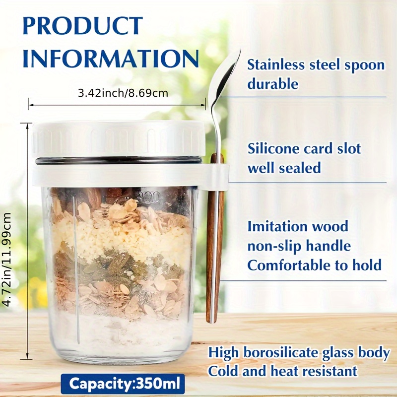 1pc/2pcs Glass Oatmeal Cup, Ov - đánh giá và giá Food Storage Glass