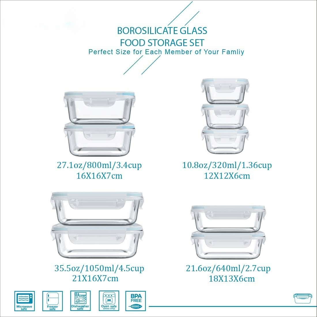 18 Piece Glass Food Storage Co - đánh giá và giá Food Storage Containers Glass