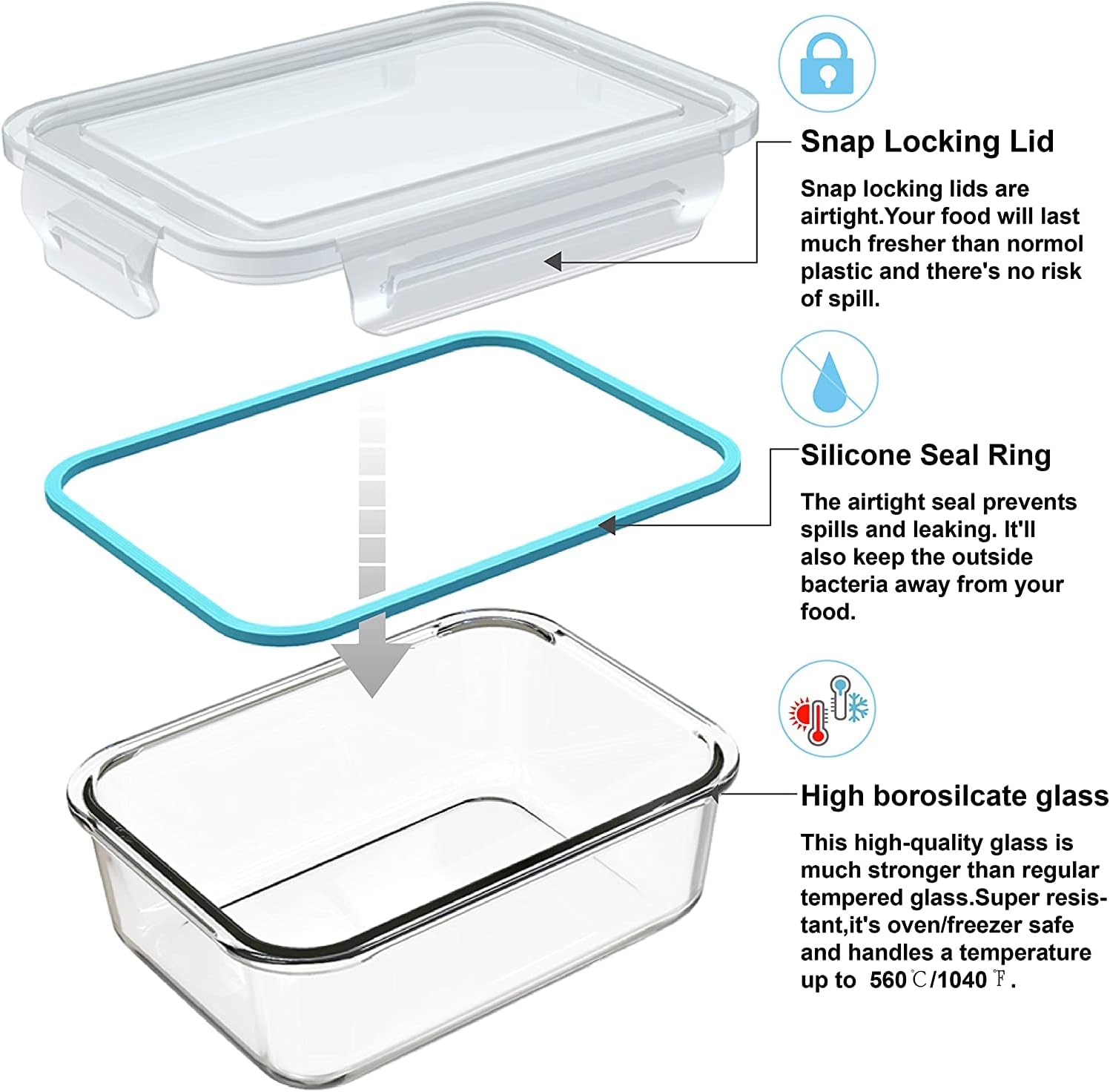 18 Piece Glass Food Storage Co - đánh giá và giá Food Storage Containers Glass