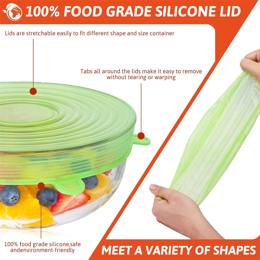 6Pcs Food Grade Silicone Prese - đánh giá và giá Silicone Stretch Lid