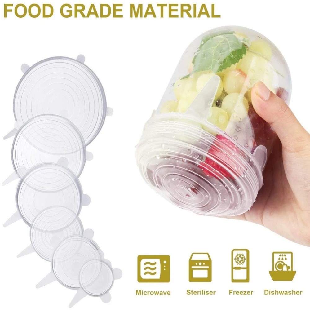 6PCS Useful Reusable Fresh-kee - đánh giá và giá Silicone Stretch Lid