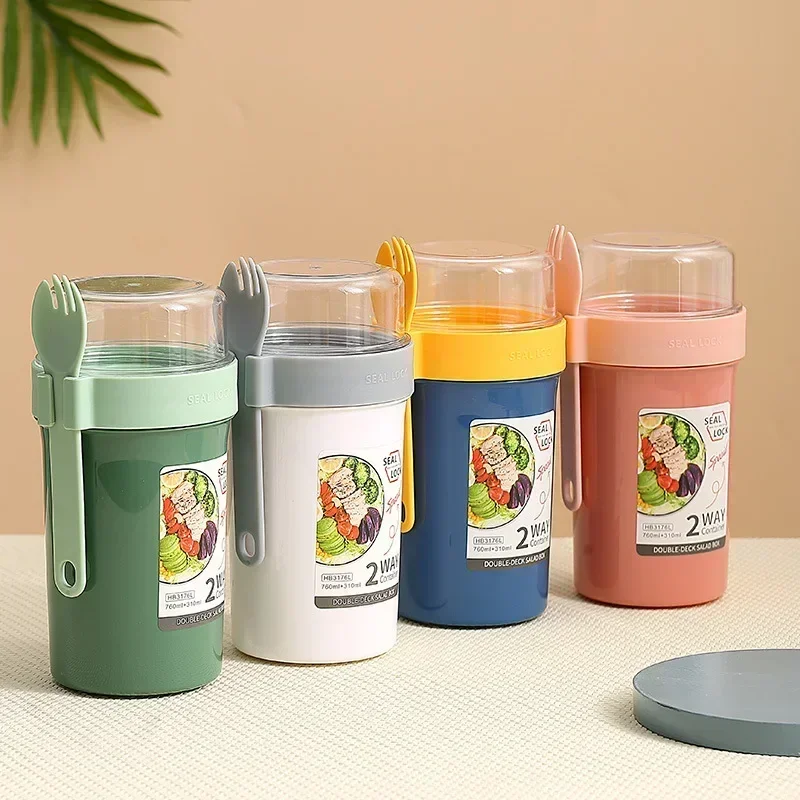 Bento Lunch Box Salad Oatmeal  - đánh giá và giá Food Storage Jars Plastic