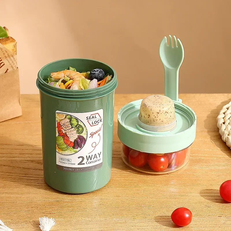 Bento Lunch Box Salad Oatmeal  - đánh giá và giá Food Storage Jars Plastic