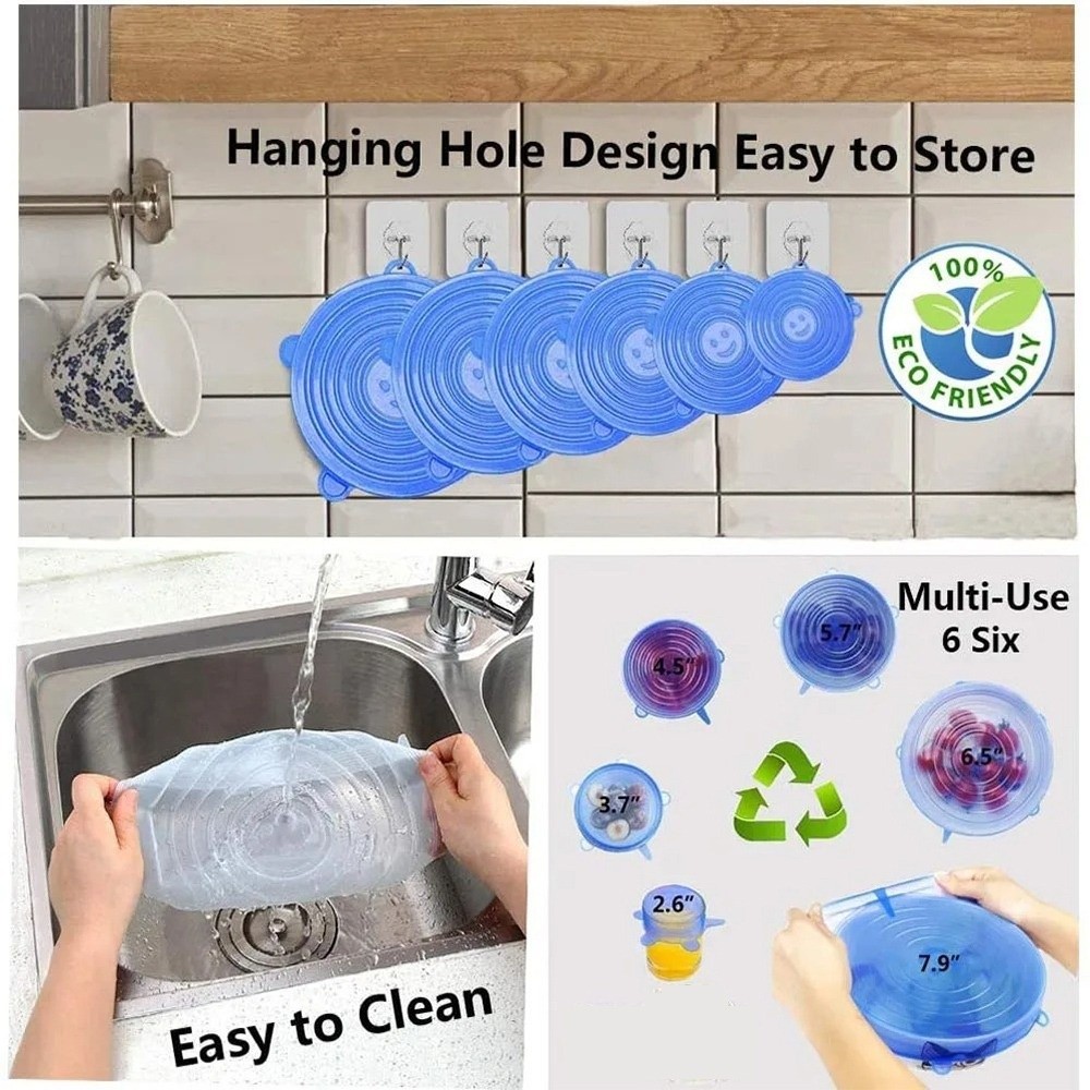 6PCS Useful Reusable Fresh-kee - đánh giá và giá Silicone Stretch Lid