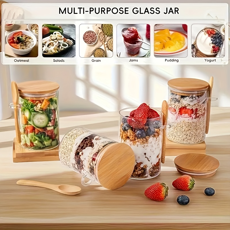 1/2/4/8Pcs Oatmeal Glass Cup S - đánh giá và giá Food Storage Containers Glass