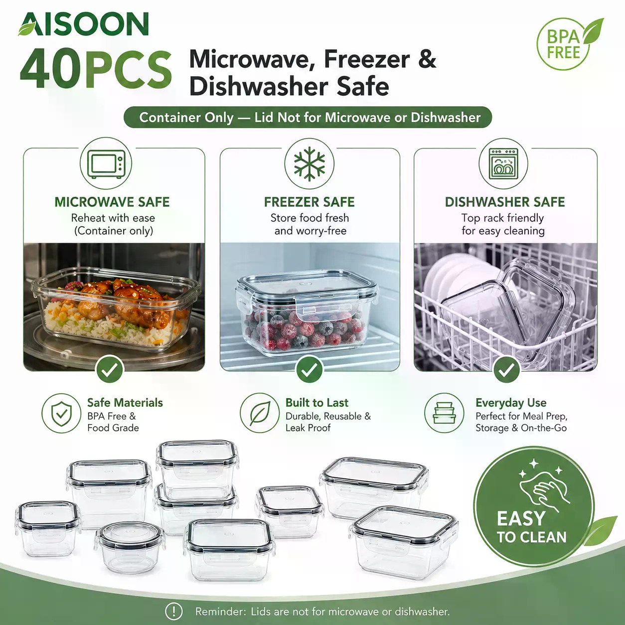 40 PCS Extra Large 85oz Silico - đánh giá và giá Food Storage Plastic Containers With Lids