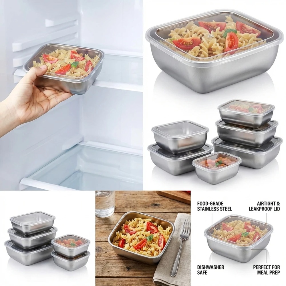 6PCS Stainless Steel Food Stor - đánh giá và giá Food Storage Cabinet
