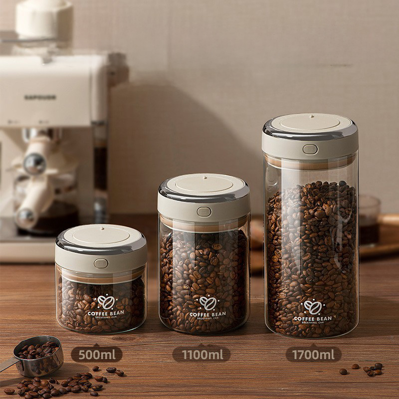 500/1100/1700ml Coffee Beans V - đánh giá và giá Food Storage Containers Glass