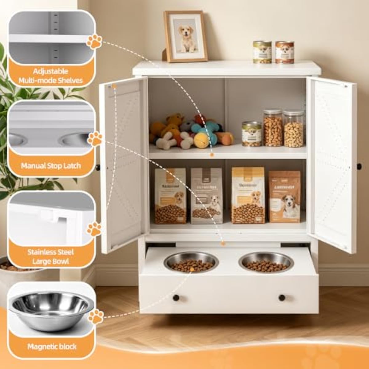 Metal Pet Feeding Station with - đánh giá và giá Food Storage Cabinet