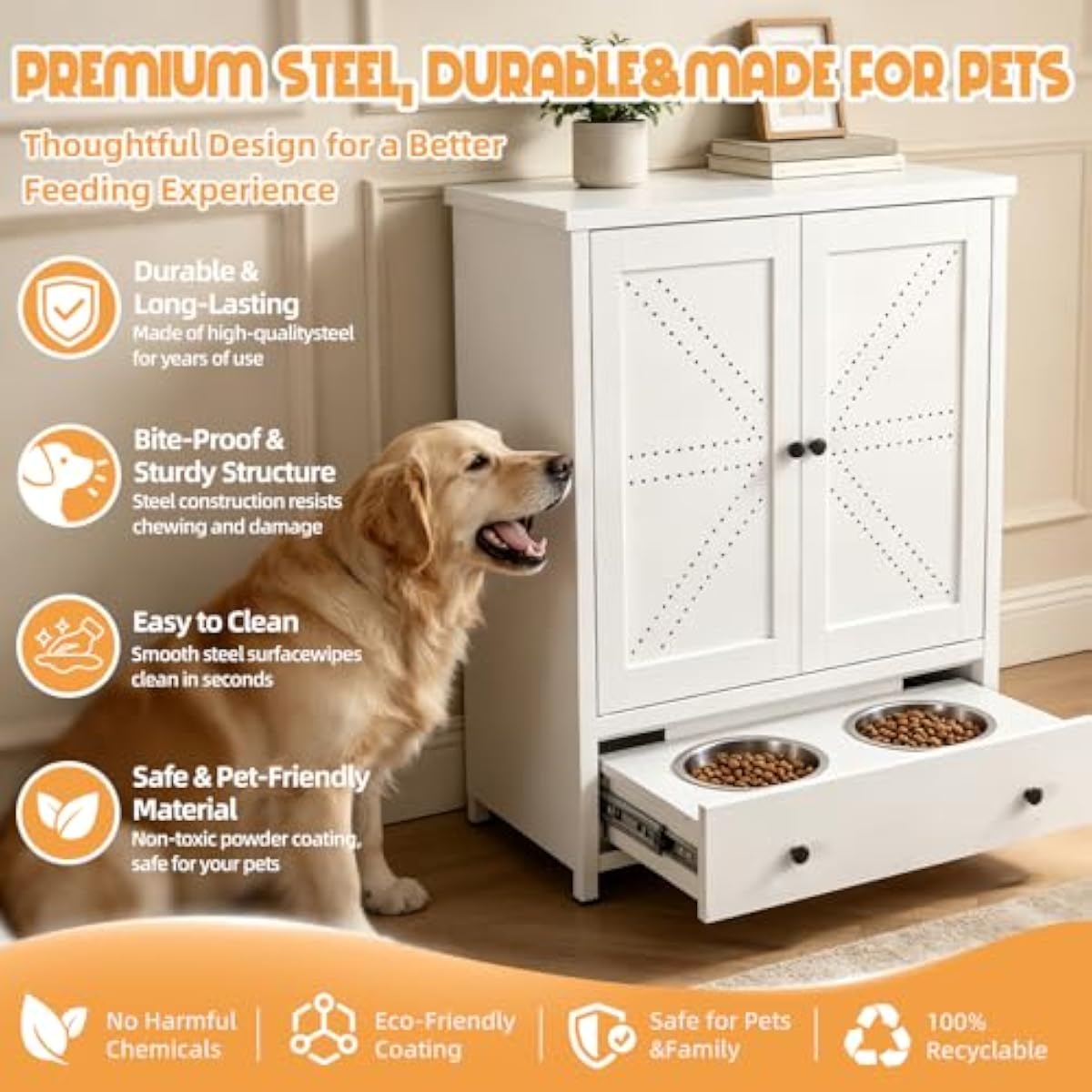 Metal Pet Feeding Station with - đánh giá và giá Food Storage Cabinet