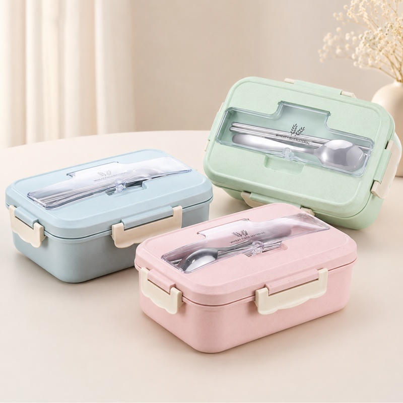 Wheat Straw Lunch Box Microwav - đánh giá và giá Food Storage Jars Plastic