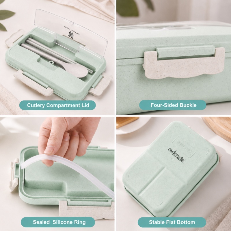 Wheat Straw Lunch Box Microwav - đánh giá và giá Food Storage Jars Plastic
